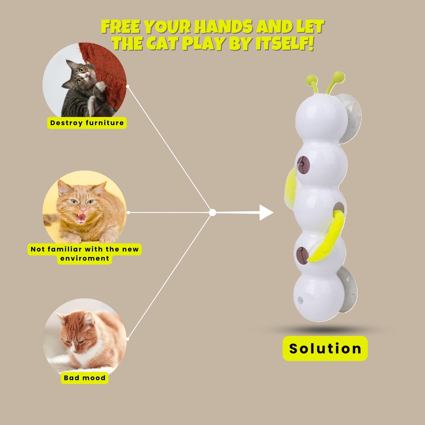 Pawpillar™ Motion Activated Wack A Worm Cat Toy