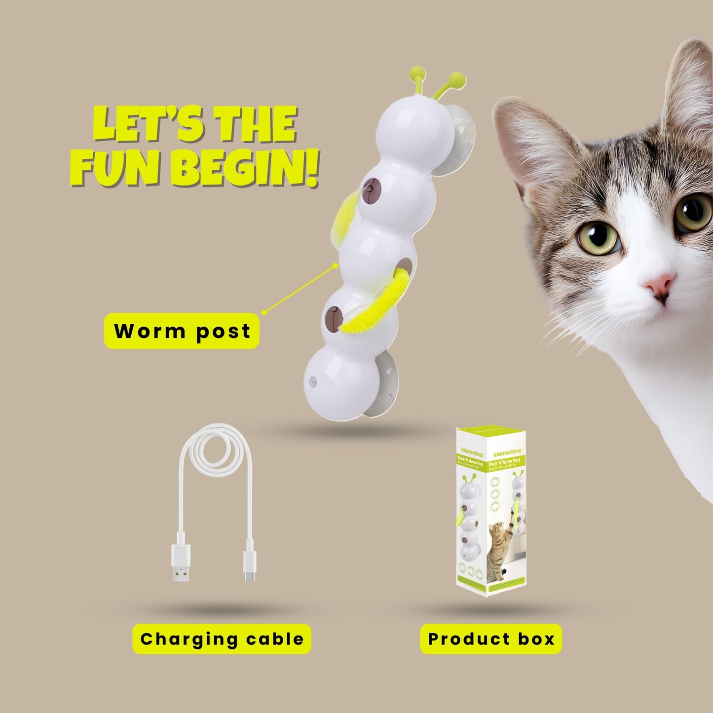 Pawpillar™ Motion Activated Wack A Worm Cat Toy